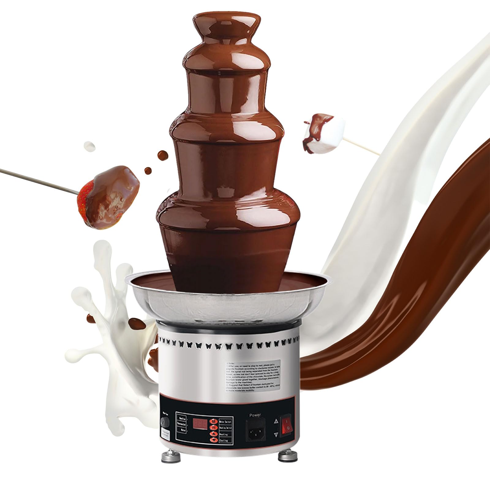 Commercial Chocolate Fountain Machine - 4 Tier Stainless Steel Melting Fountain for Chocolate, Cheese, Queso, Candy & Liqueur | Perfect for Weddings, Parties & Events | Elegant Dessert Display for Buffets, Catering & Special Occasions