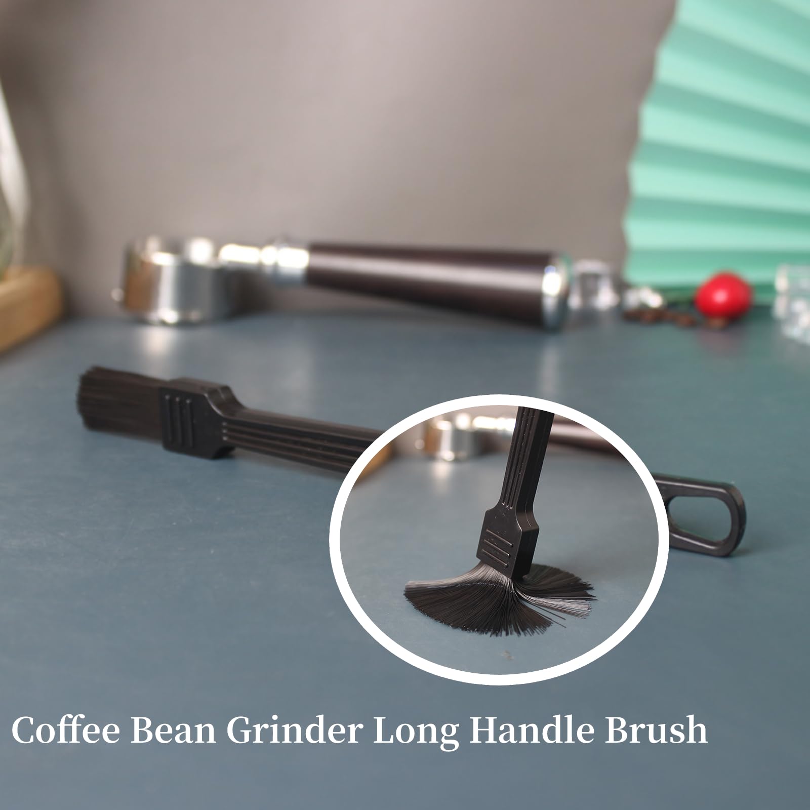 Premium Coffee Grinder Brush with Long Handle - Durable Cleaning Tool for Coffee Bean Grinders - Perfect for Home Baristas & Coffee Shops