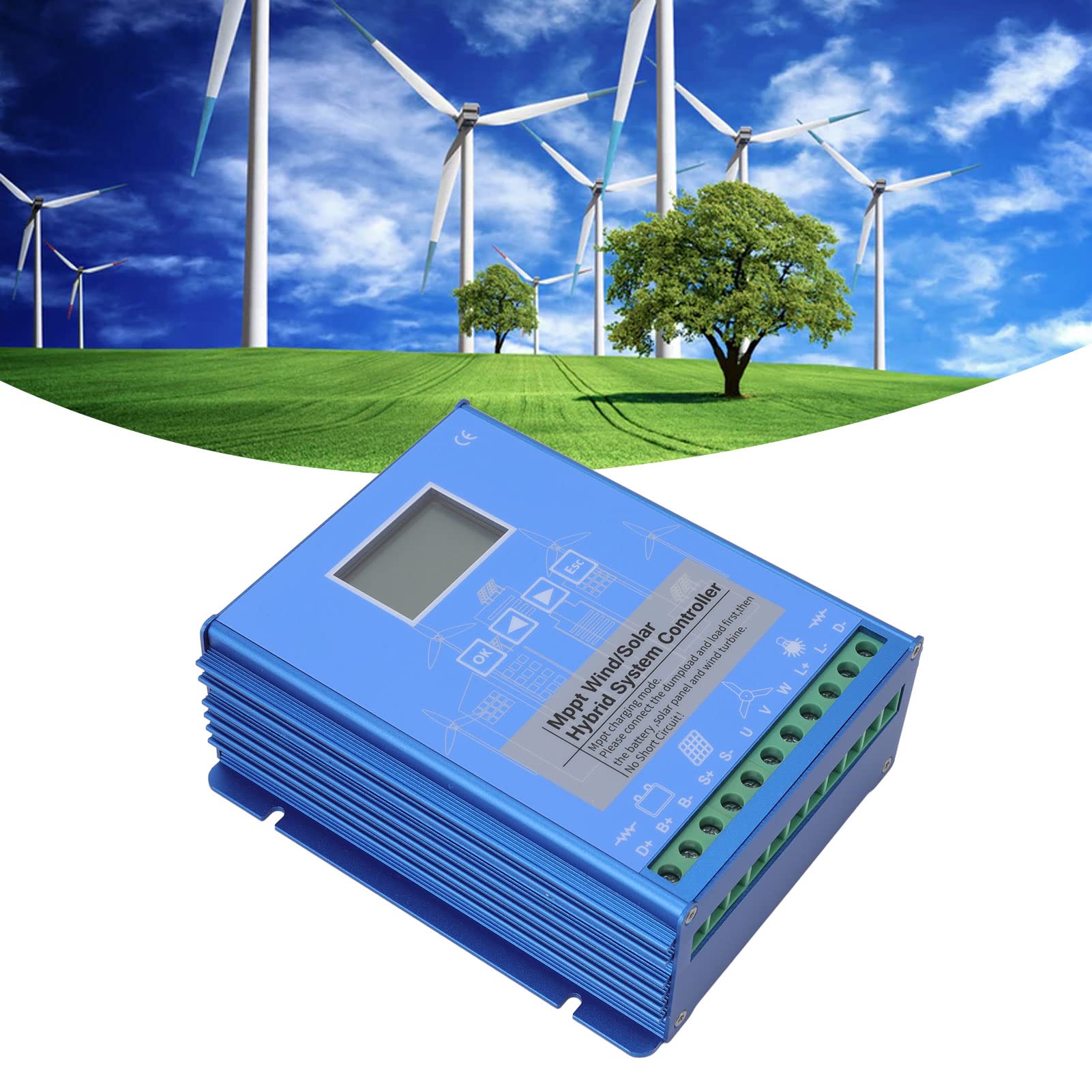 12V 24V MPPT Wind Solar Hybrid Charge Controller with LCD Display - Dual Power Boost for Off-Grid Battery Systems - Perfect for Home, RV, and Marine Solar/Wind Power Applications