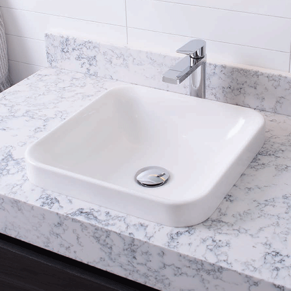 ADP Truth 370 x 370mm Semi Inset Bathroom Basin in White - Perfect for Modern Vanities and Small Space Bathrooms