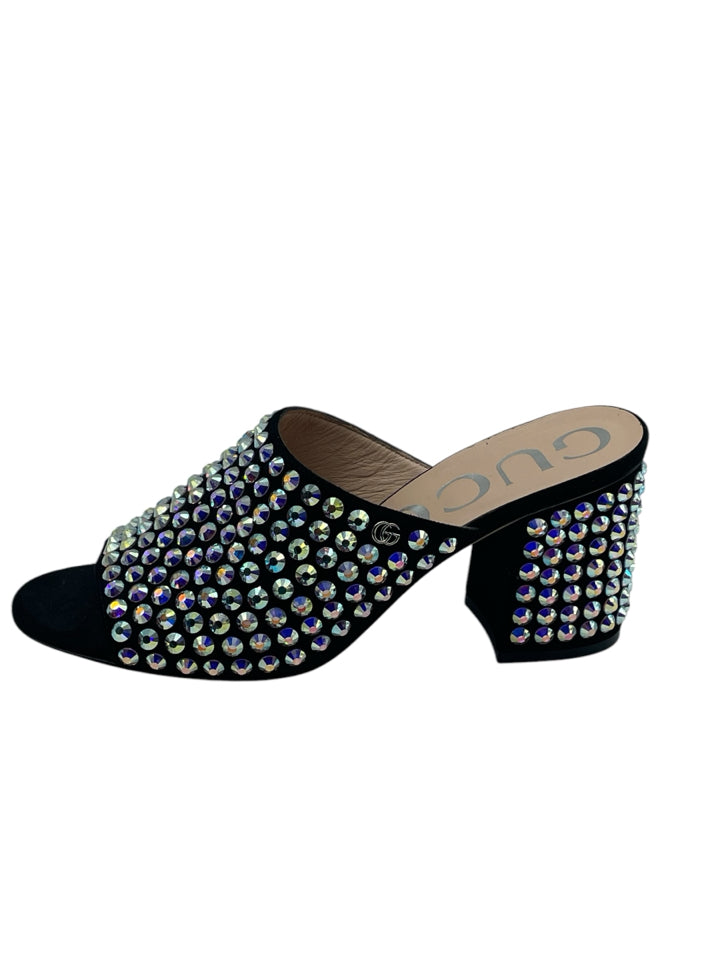 Gucci Embellished Suede Mules for Women - Size 37.5 (US 7.5) | Luxury Designer Slides for Casual Outings & Summer Fashion