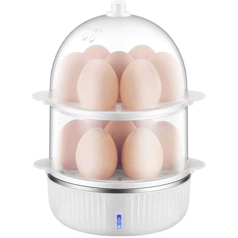 MZLXDEDIAN 12-Capacity Deluxe Rapid Egg Cooker - Hard Boiled, Poached, Scrambled Eggs, Omelets, Steamed Vegetables & Dumplings Maker with Auto Shut Off - Perfect for Breakfast Meal Prep & Healthy Cooking (Double Layer)