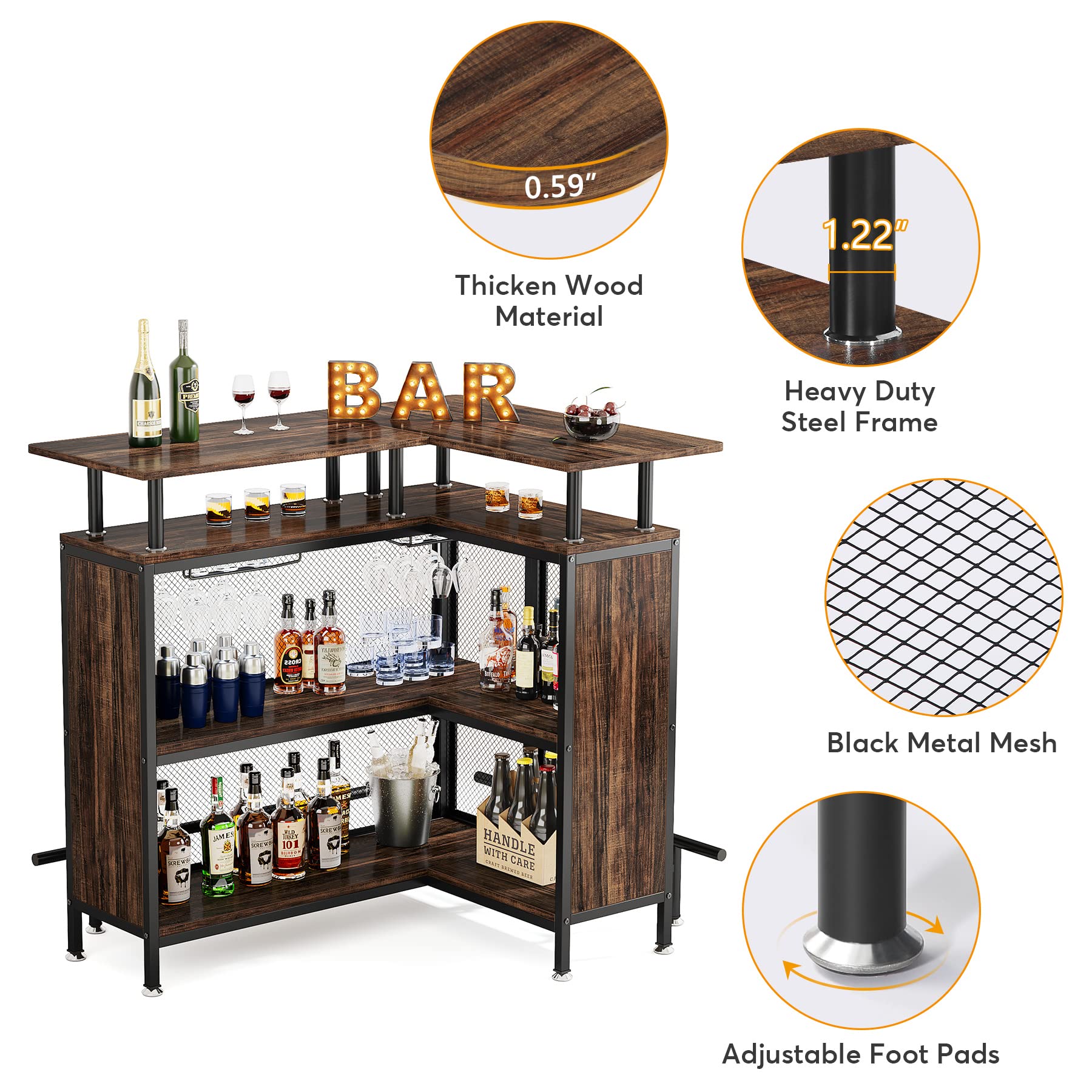 Little Tree Home Bar Unit - Mini Liquor Cabinet with Glass Shelf for Whiskey, Wine & Cocktail Storage - Perfect for Living Room, Man Cave or Home Bar Decor