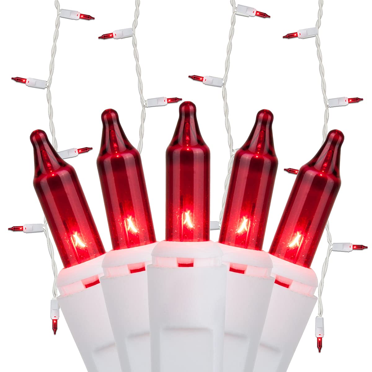 150 LED Red Icicle Christmas Lights - 8.5 ft Outdoor Holiday String Lights with White Wire for House, Roof, and Window Decorations - Perfect for Christmas, Winter, and Party Decor