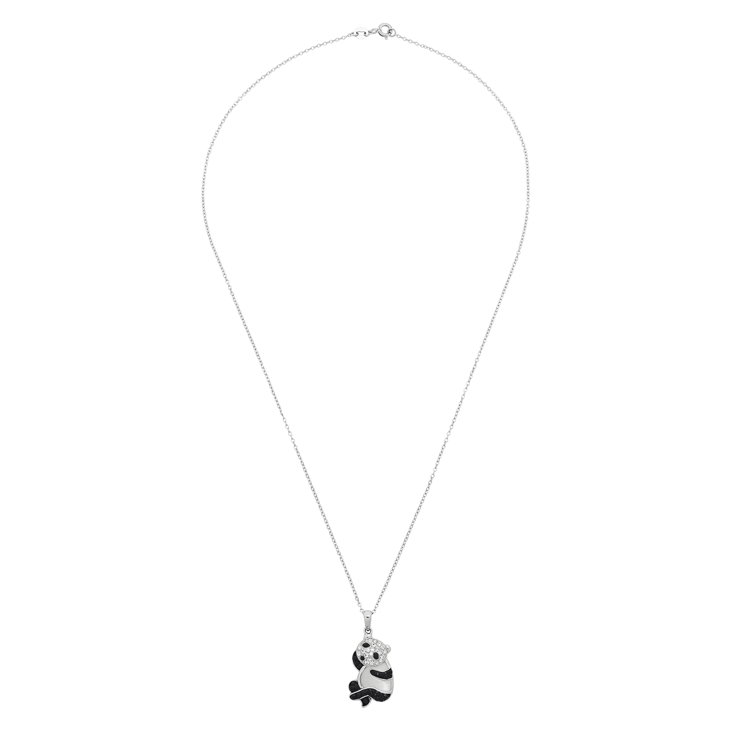 Sterling Silver Panda Necklace with Crystals for Gifts