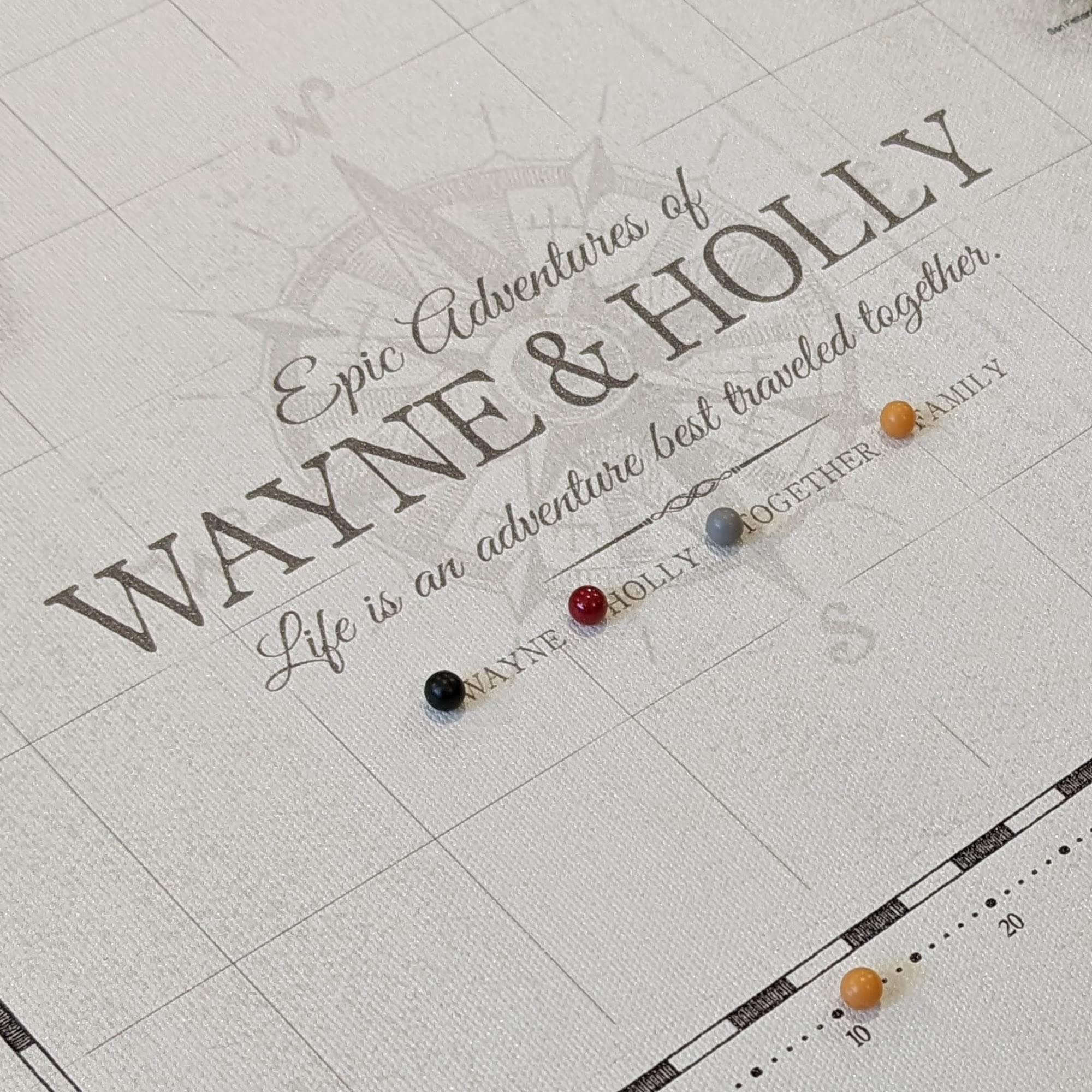 Personalized World Map Push Pin Board - Custom Travel Map with Pins, Quote & Names - Holy Cow Canvas Wall Art - Perfect Gift for Travel Lovers & Adventure Enthusiasts - Great for Home Office Decor, Travel Planning & Memory Keeping