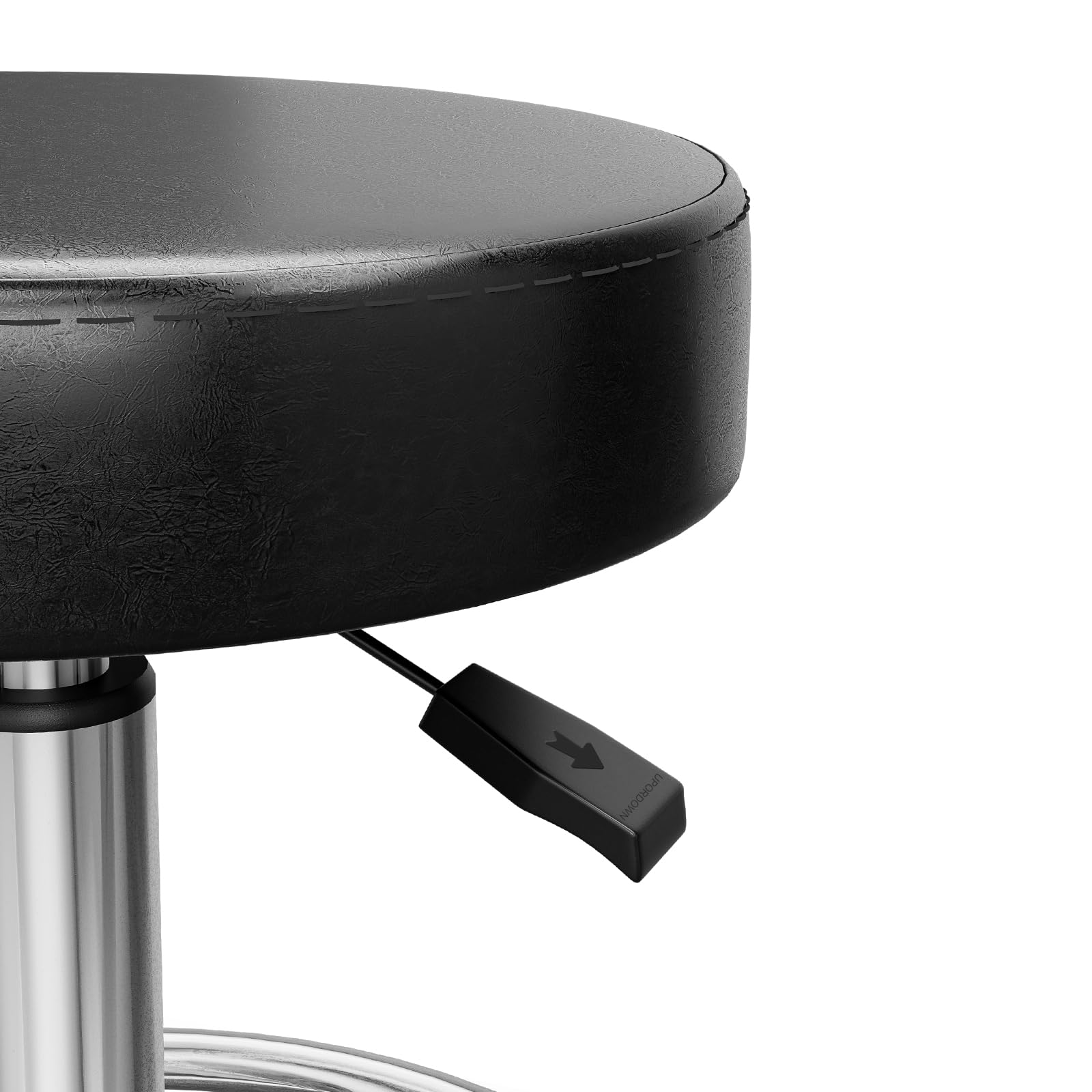 360° Swivel Rolling Stool Chair - Adjustable Height Salon & Office Chair with Wheels for Hair Styling, SPA, Medical, Drafting & Workstations - Black