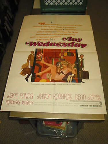 Original U.S. One Sheet Movie Poster - ANY WEDNESDAY Vintage Film Collectible Featuring Jane Fonda - Perfect for Classic Movie Memorabilia Collections & Home Theater Decor