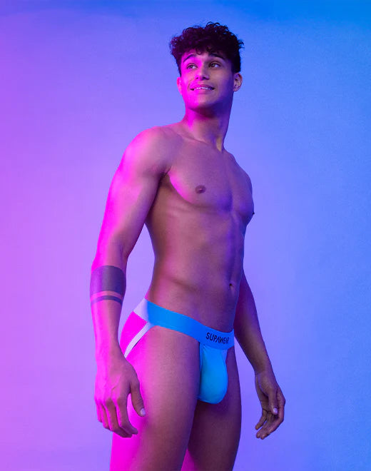 Supawear Neon Blue Jockstrap for Men - Comfortable & Breathable Athletic Support Underwear for Gym, Running, Sports & Workout