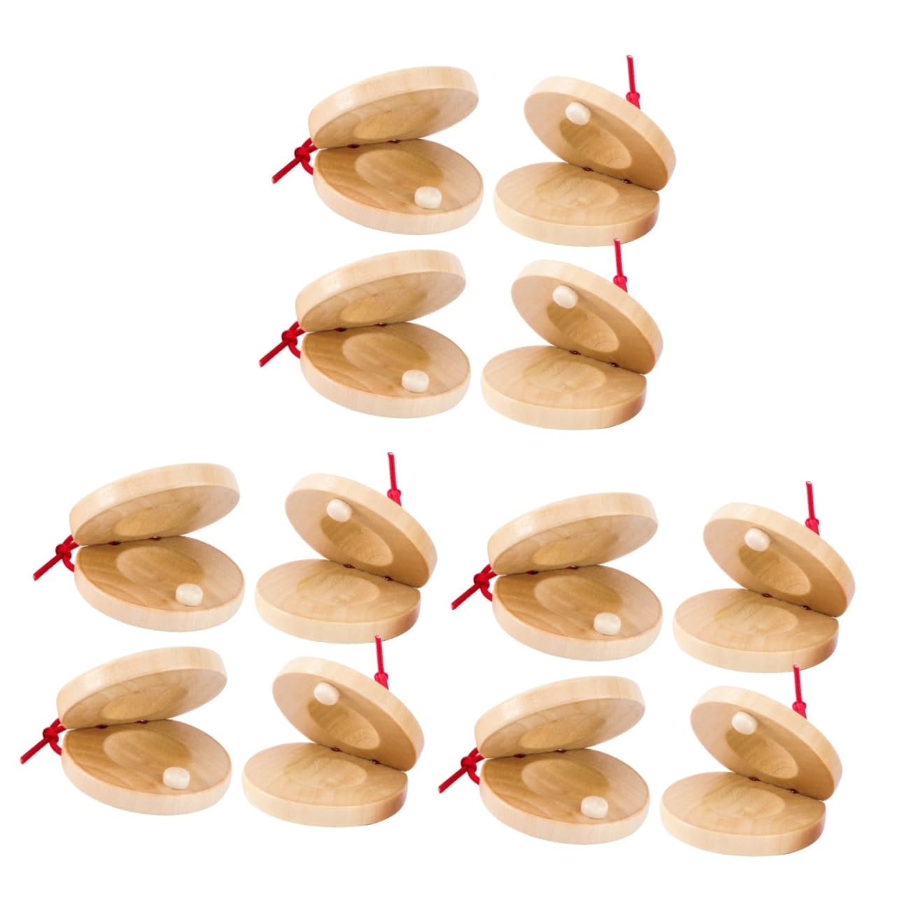 12-Piece Wooden Castanets Finger Snap Toys for Toddlers & Preschoolers - Musical Instruments for Early Childhood Education & Kids Music Play (Ideal for Classroom, Home, and Party Use)