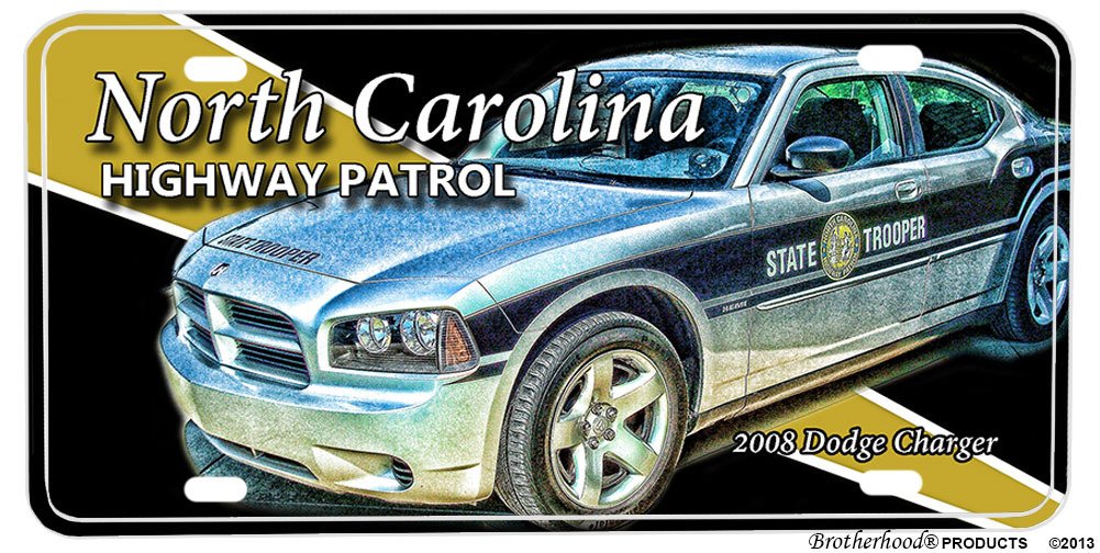 2008 Dodge Charger License Plate - North Carolina Highway Patrol Replica for Car Enthusiasts & Collectors | Perfect for Display, Gifts, and Car Shows