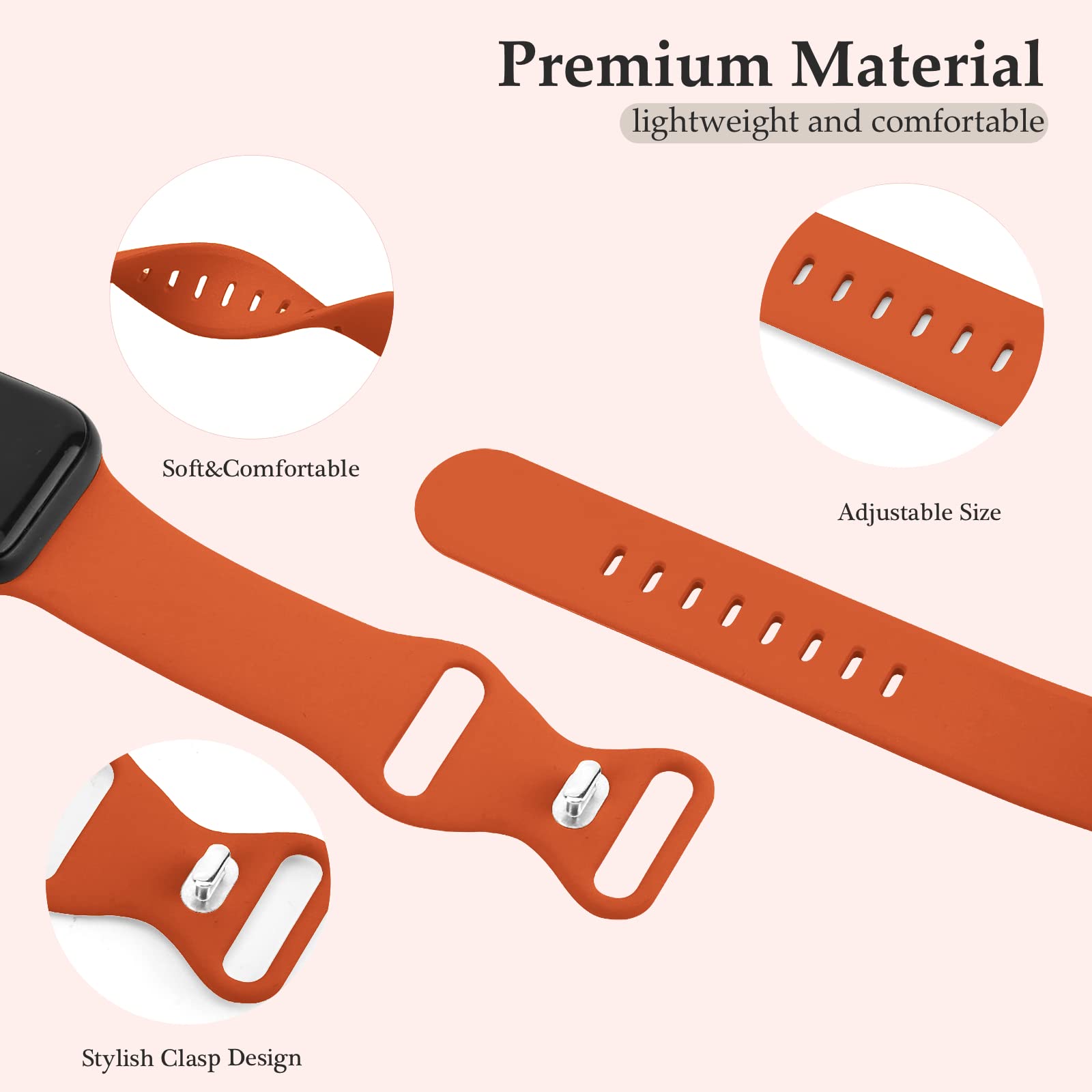 Premium Soft Silicone Sport Replacement Band for Apple Watch Series 1-9, SE, Ultra & Ultra 2 - Compatible with 38mm/40mm/41mm/42mm/44mm/45mm/49mm - Durable & Comfortable Strap for Men & Women - Perfect for Workouts, Running & Everyday Wear