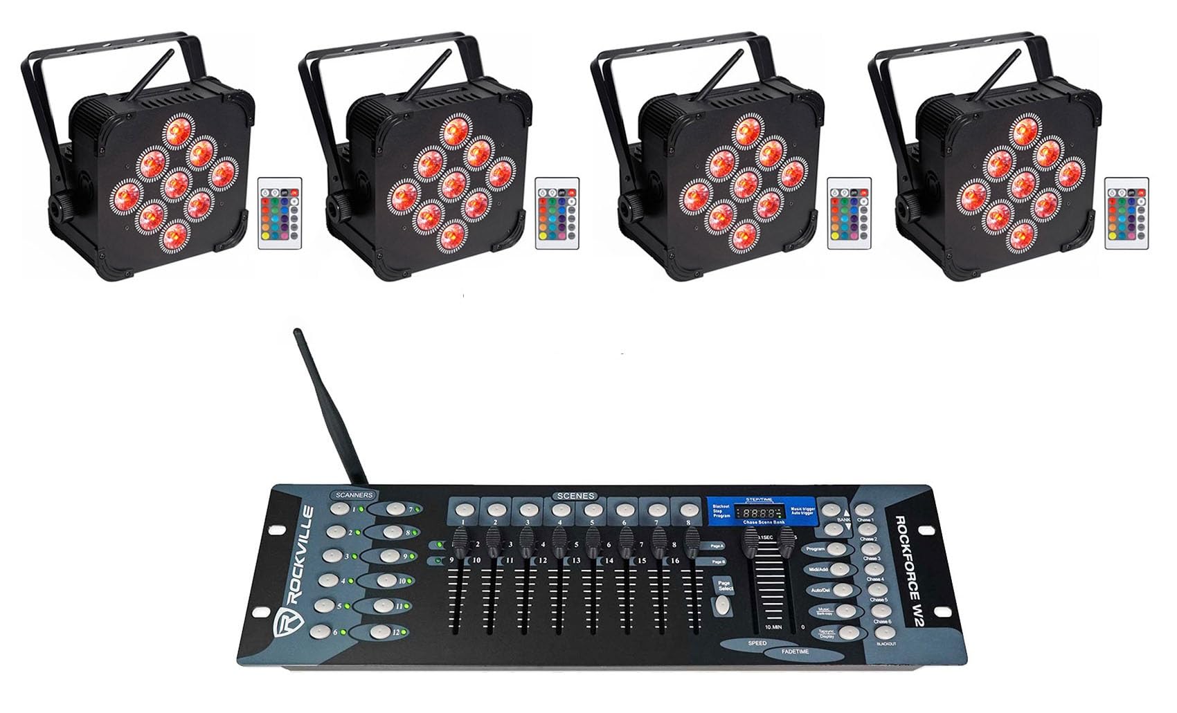 Rockville Best PAR 60 Rechargeable Wash Lights with Wireless DMX Controller - Professional Stage Lighting for Concerts, DJ Shows & Events
