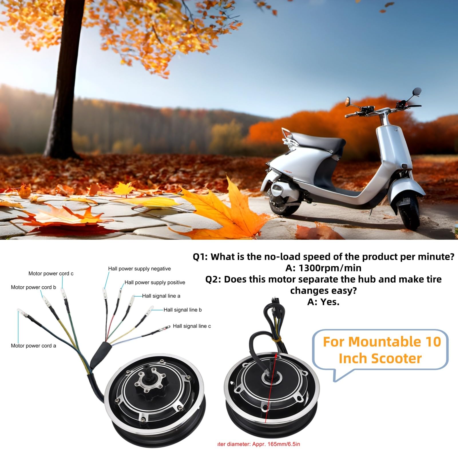 48V 1000W 10 Inch Brushless Hub Motor Kit - Aluminum Alloy Electric Scooter Conversion Kit for E-Bike, Electric Bike & Scooter | Perfect for Commuting, Urban Travel & DIY Electric Vehicle Projects