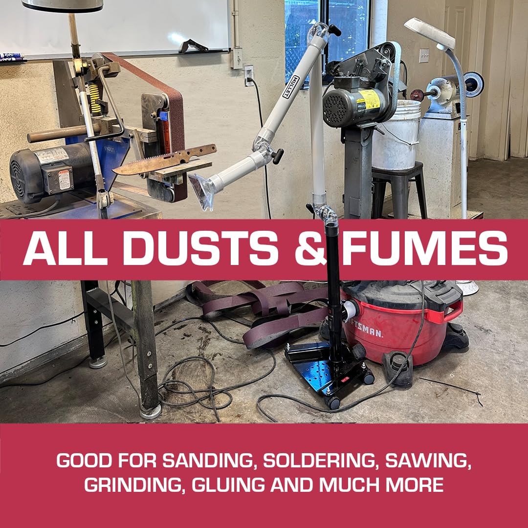Mullet ThirdHand Dust Collection Boom Arm with Shop Vac Base - Dust Extraction System for Woodworking, DIY Projects & Workshop Cleanup