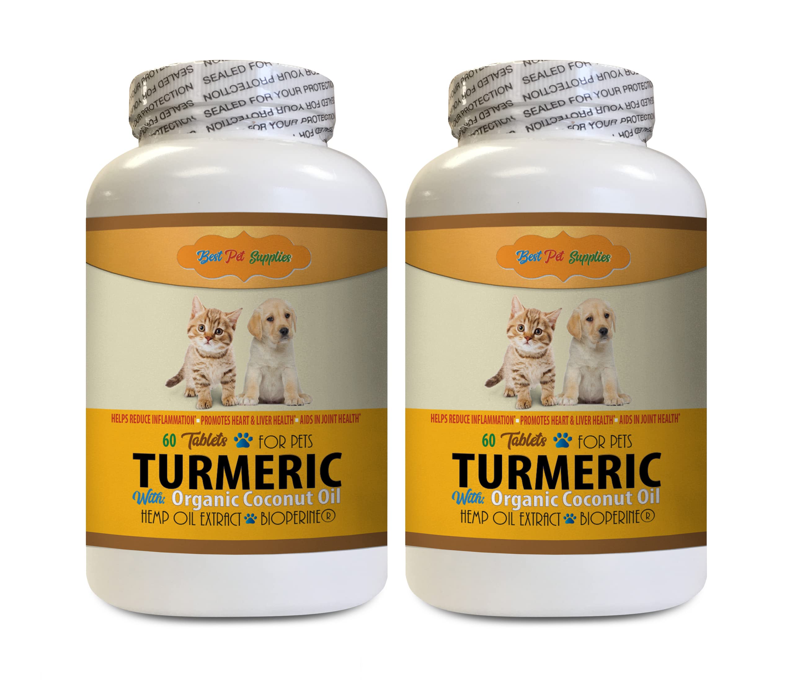 Natural Dog Itching Skin Relief Treats with Turmeric, Coconut & Hemp Oil - Allergy, Anxiety & Joint Support Supplement for Dogs & Cats - 120 Soft Chews (2 Bottles) - Perfect for Daily Wellness & Skin Care Routine