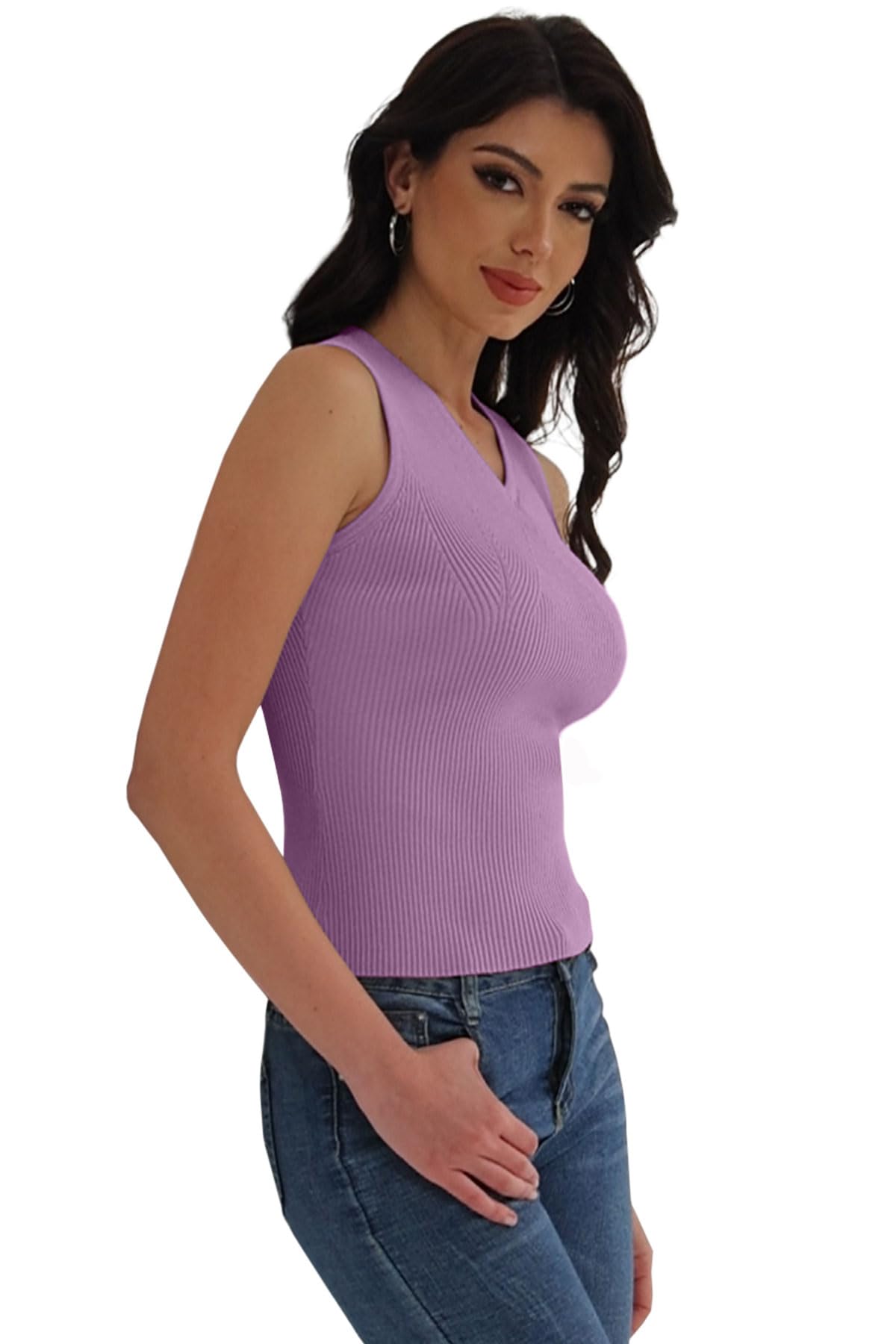 AGSEEM Women's Ribbed Tank Tops - Summer V-Neck Sleeveless Shirts | Casual Wear, Layering, Beach Outfits & Gym Essentials
