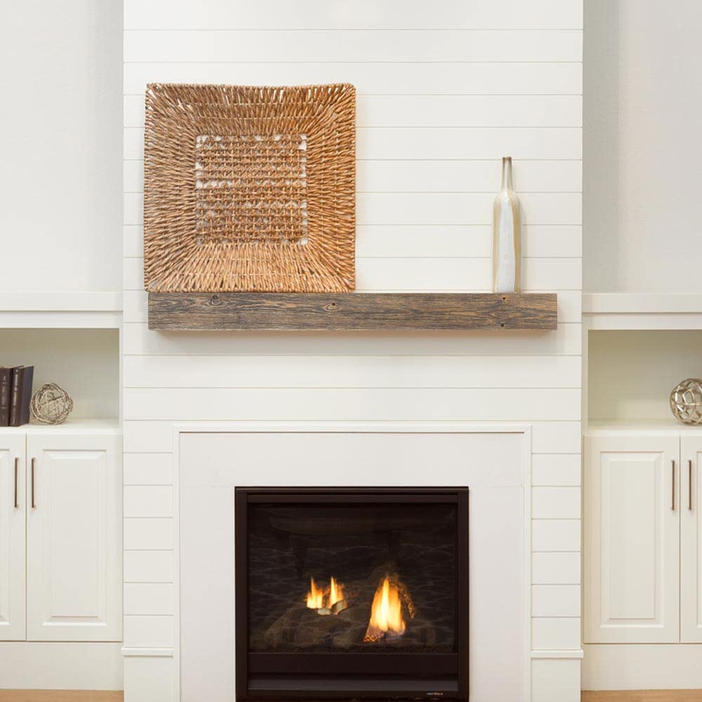 Vail Fireplace Mantel Shelf - 72 Inch Wide x 4 Inch Tall - Driftwood Finish Rustic Wall Mounted Shelf | Handcrafted in USA | Perfect for Living Room, Bedroom & Home Decor