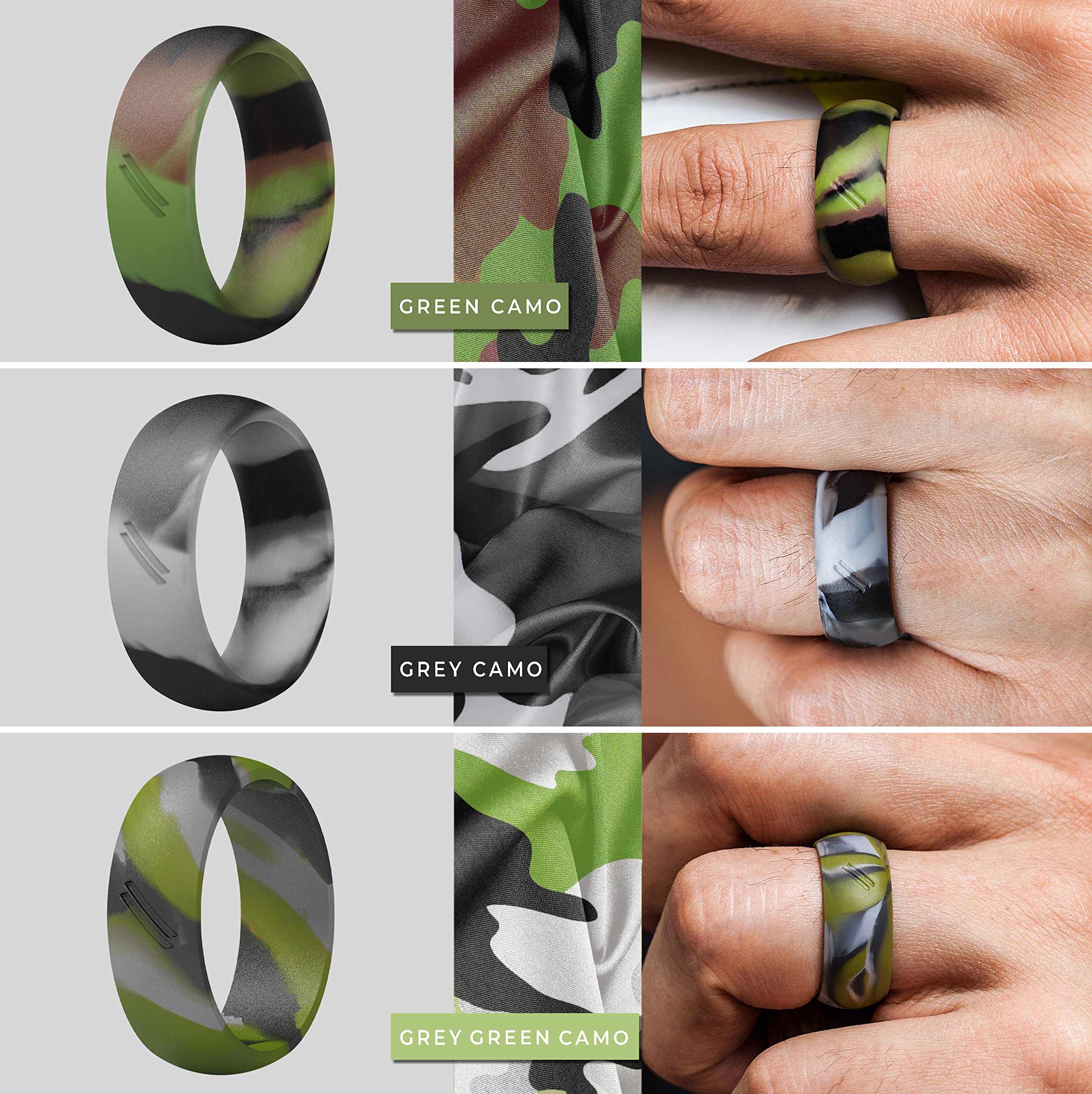 ThunderFit 8-Pack Silicone Wedding Rings for Men - Comfortable Rubber Engagement Bands (8.7mm Wide, 2.5mm Thick) - Perfect for Gym, Swimming, Sports & Outdoor Activities