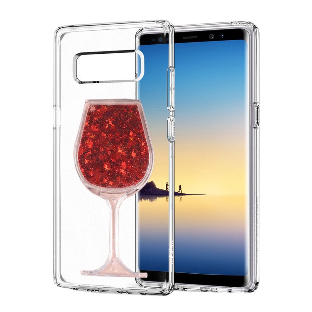 2016 Samsung Galaxy J7 Prime Case - 3D Handmade Glitter Wine Glass Design, Clear Anti-Scratch Shockproof Acrylic + TPU Soft Bumper Phone Cover for Galaxy J7 Prime/On7 (2016) - Wine Red | Perfect for Parties, Weddings & Night Out Protection