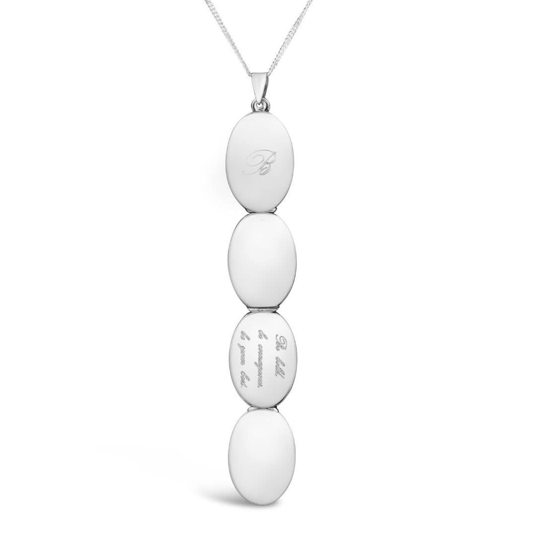 Elegant White Gold Four Photo Oval Butterfly Locket Necklace - Perfect for Valentine's Day, Anniversary & Mother's Day Gifts
