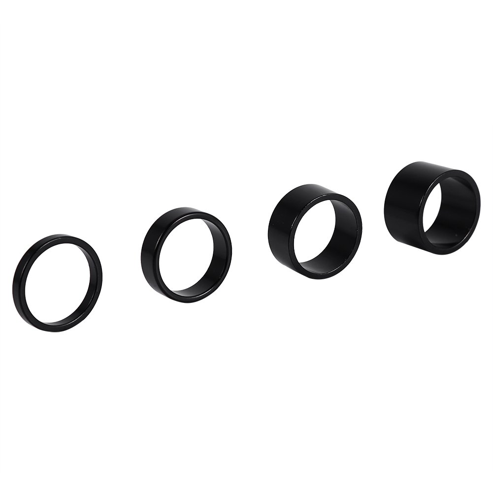 Premium Aluminum Alloy Headset Spacers 4-Piece Set (5mm/10mm/15mm/20mm) - Compatible with MTB Mountain Bikes & Road Bikes - Stem Fork Washers for Height Adjustment - Perfect for Trail Riding, Commuting and Bicycle Maintenance