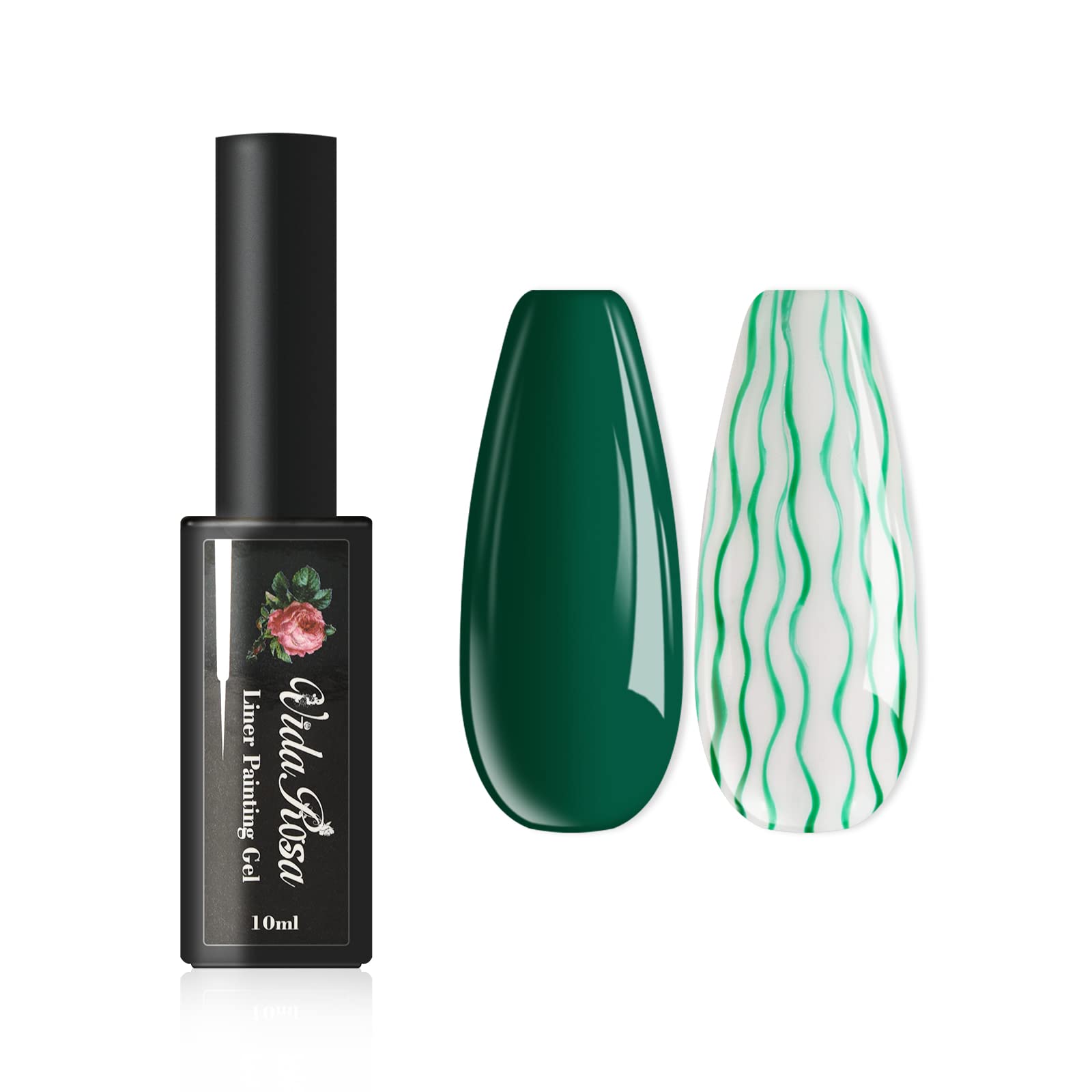 VidaRosa 10ML UV LED Gel Nail Liner Polish Pen Set - Teal Green 3D Nail Art Design Kit for DIY Manicure, Salon Professionals & Home Use | Perfect for Nail Extensions, French Tips & Creative Nail Painting