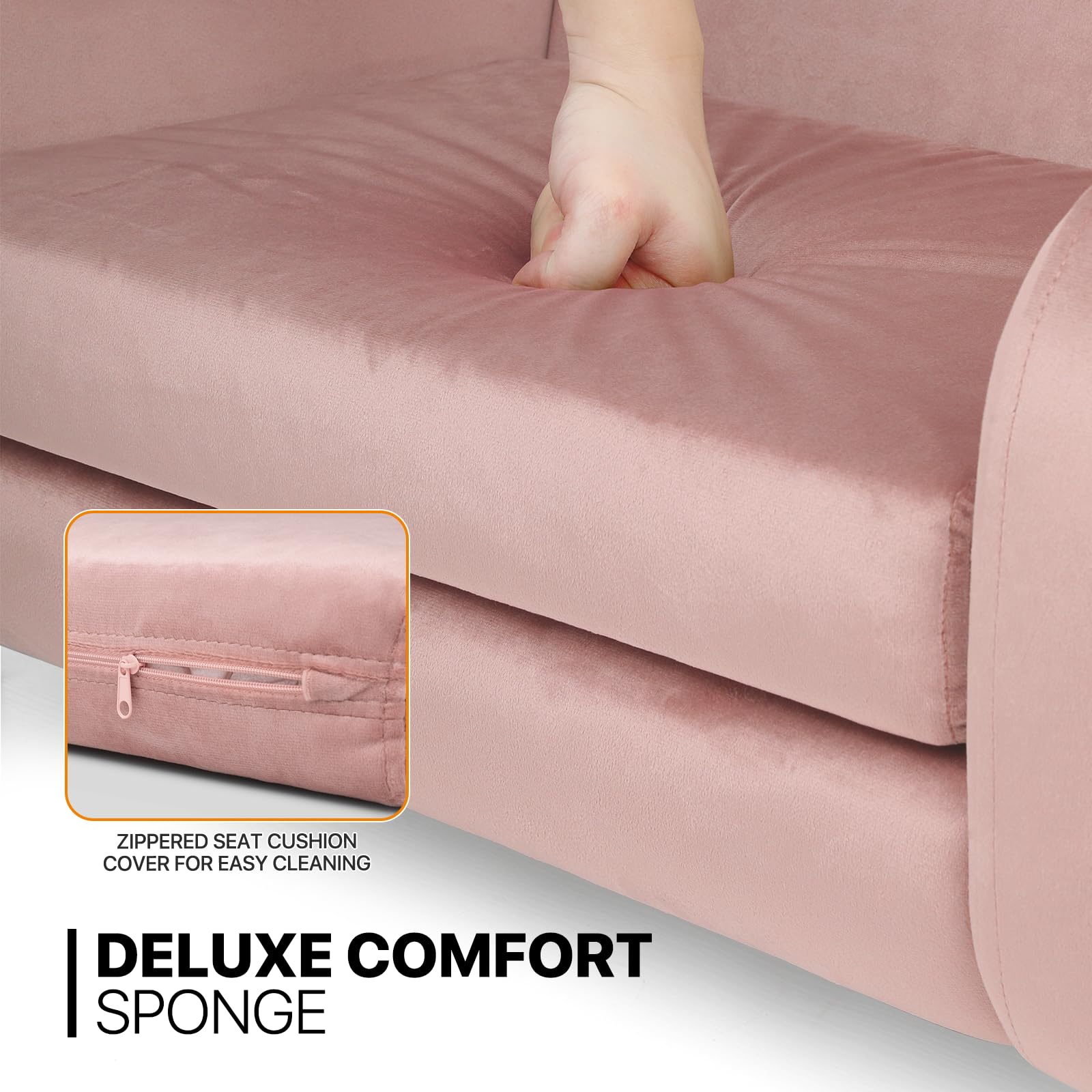 Premium Velvet Pet Sofa Bed for Small Dogs & Cats - Washable Removable Cushion, Luxurious Pink Pet Couch - Perfect for Living Room, Bedroom & Pet Nursery Decor