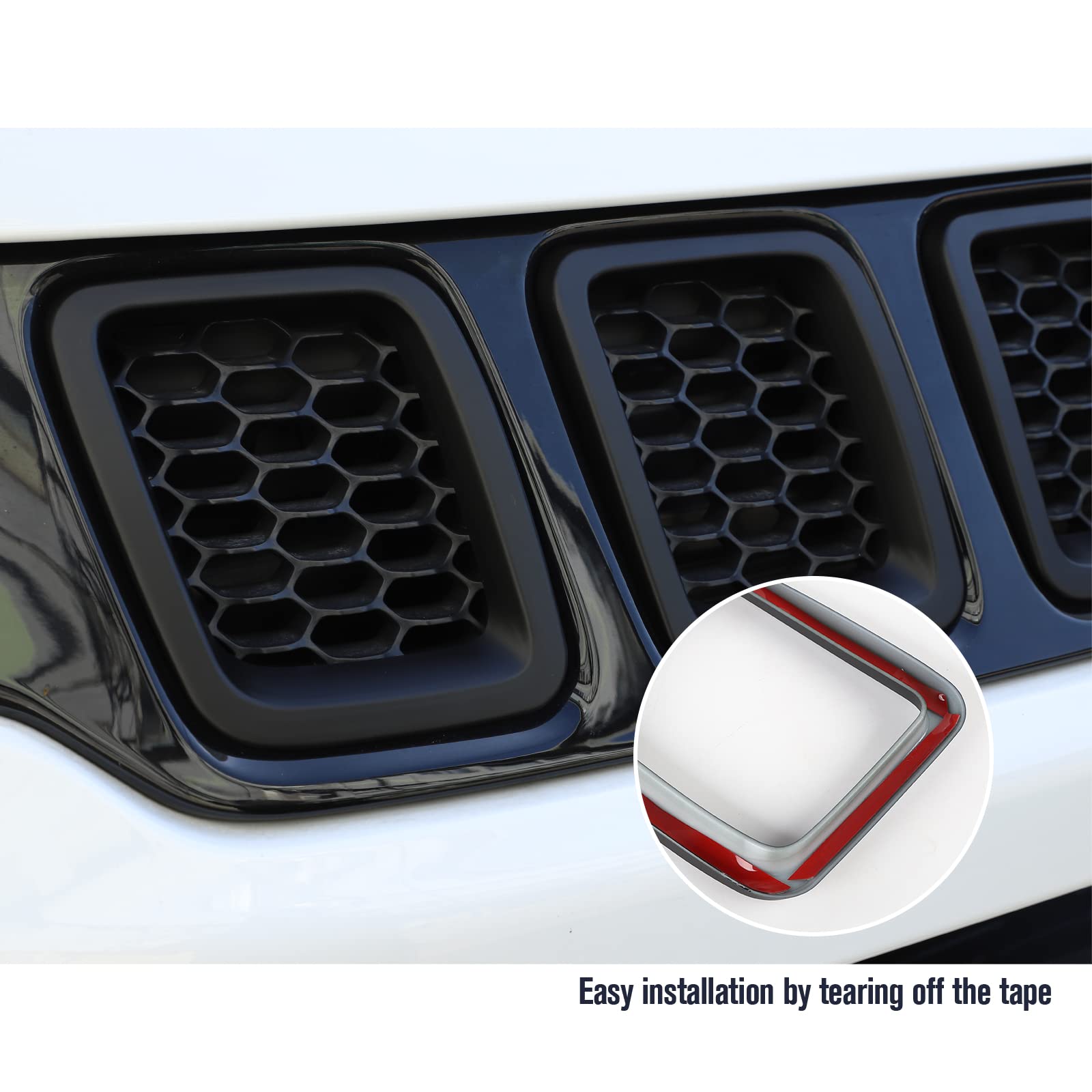 JeCar ABS Front Grille Inserts for 2017-2020 Jeep Compass MP - Matte Black Grill Cover | Durable Exterior Accessories for Off-Road & Urban Driving