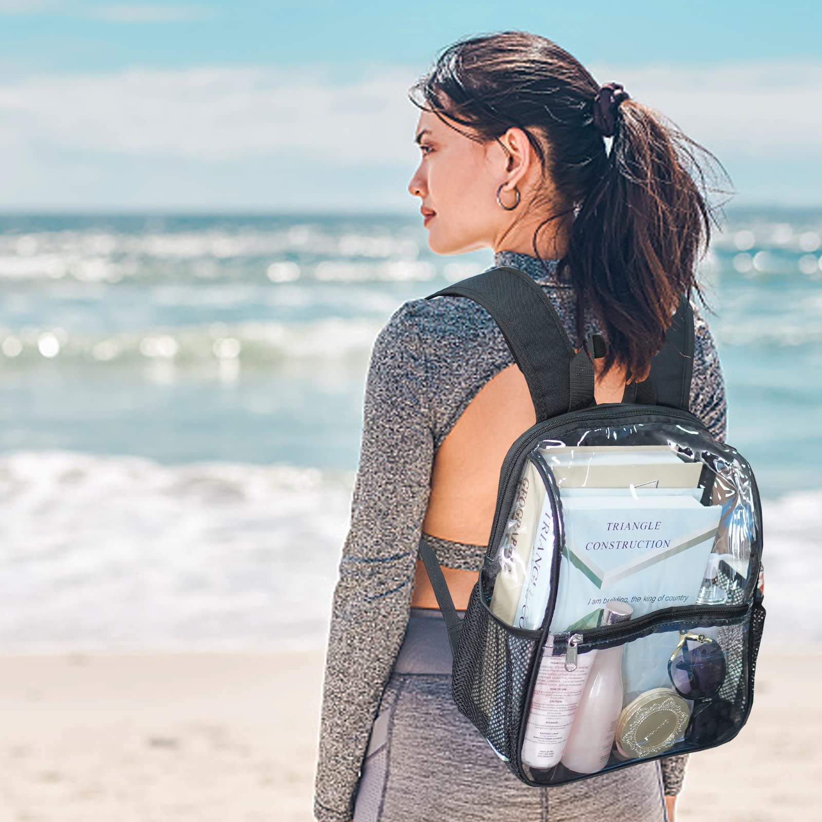 Clear Backpack Stadium Approved - Adjustable Straps See-Through Mini Backpack for Concerts, Sports Events, Work & Security Checks | Perfect for Stadium Entry, Travel & School Safety