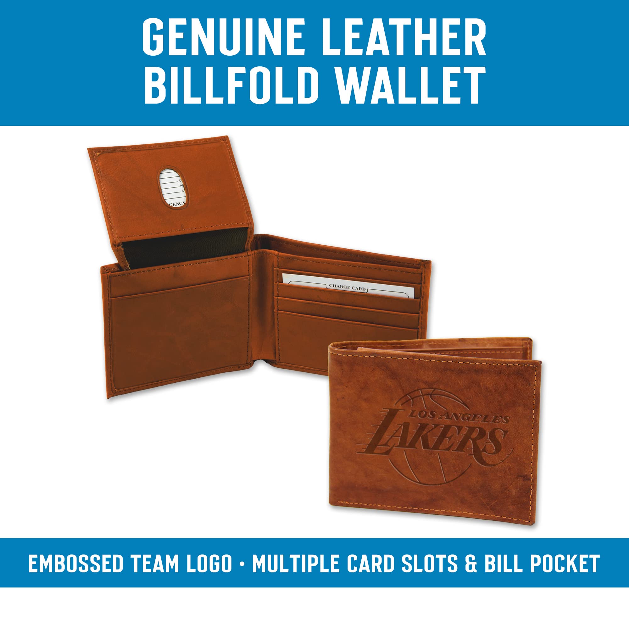 Rico Industries Genuine Leather Embossed Billfold Wallet for Men - Slim RFID Blocking Bifold Wallet with ID Window - Perfect for Everyday Use, Travel & Business