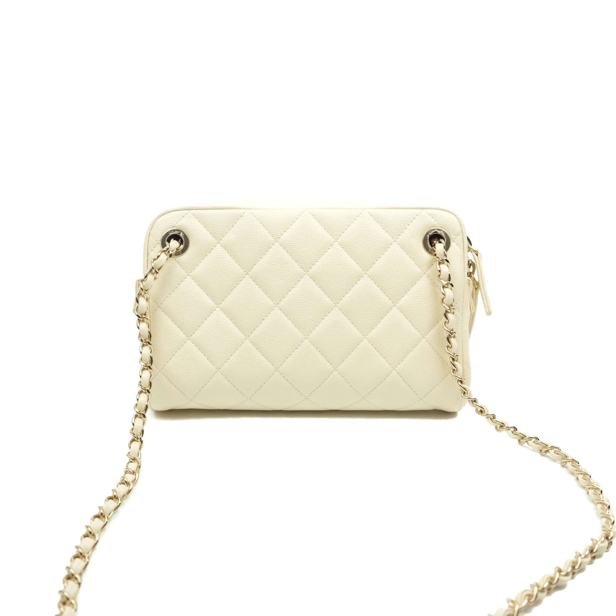 Chanel Camera Bag with Detachable Pouch - Ivory Caviar Leather & Gold Hardware | Luxury Crossbody Bag for Women | Perfect for Everyday Use, Date Night & Travel