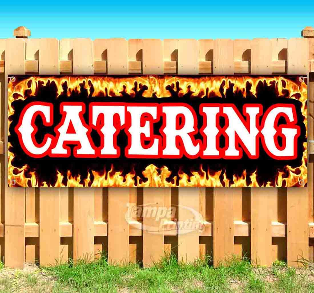 13 oz Heavy-Duty Vinyl Catering Banner with Metal Grommets - Single-Sided, Durable Non-Fabric Material for Restaurants, Events & Outdoor Advertising