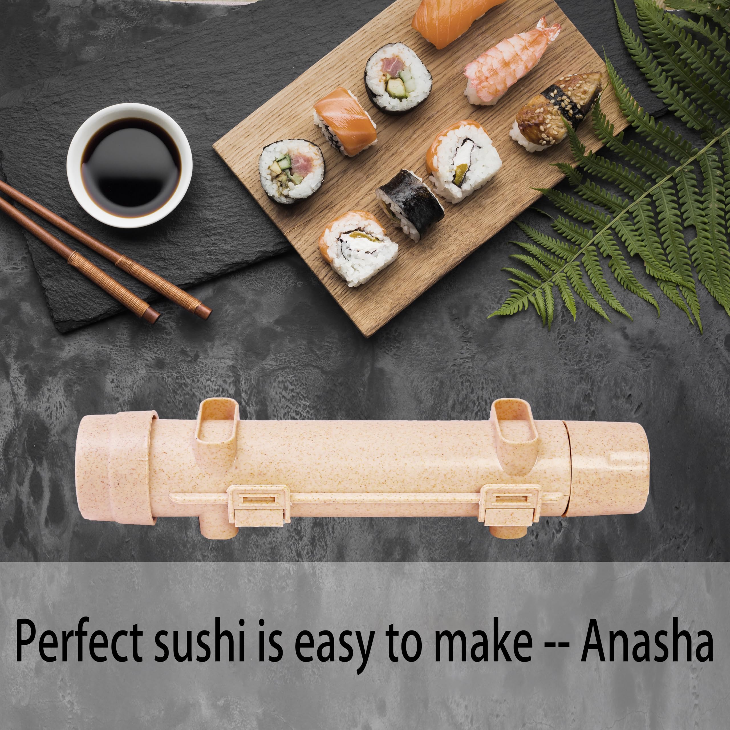 Premium Sushi Maker Kit - Food Grade Sushi Bazooka & Molds for Perfect Homemade Sushi Rolls with Rice, Vegetables, Meat | Easy DIY Sushi Tool Set for Beginners & Sushi Lovers (Beige) | Great for Home Cooking, Parties & Japanese Cuisine Enthusiasts