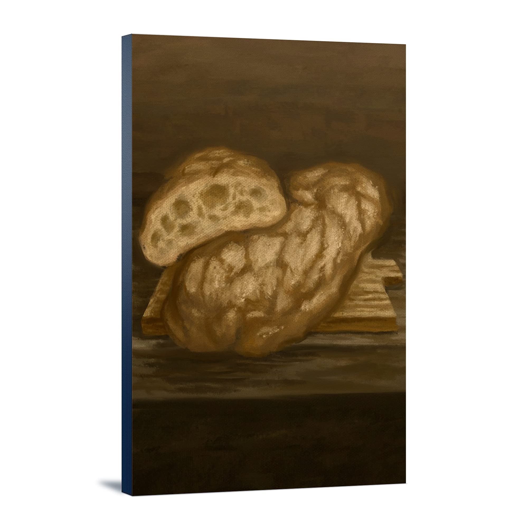 Lantern Press Ciabatta Bread Oil Painting - 12x18 Wrapped Canvas Wall Art Decor for Kitchen, Dining Room & Italian Restaurant Theme