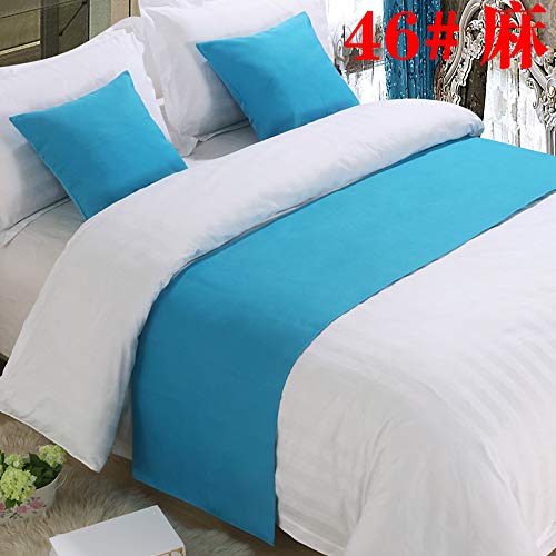Luxury Solid Color Bed Runner - Premium Hotel Bedding Scarf for Queen & King Size Beds (50x210cm/1.5m) - Elegant Lake Blue & Sapphire Blue - Perfect for Hotels, Weddings, and Home Decor