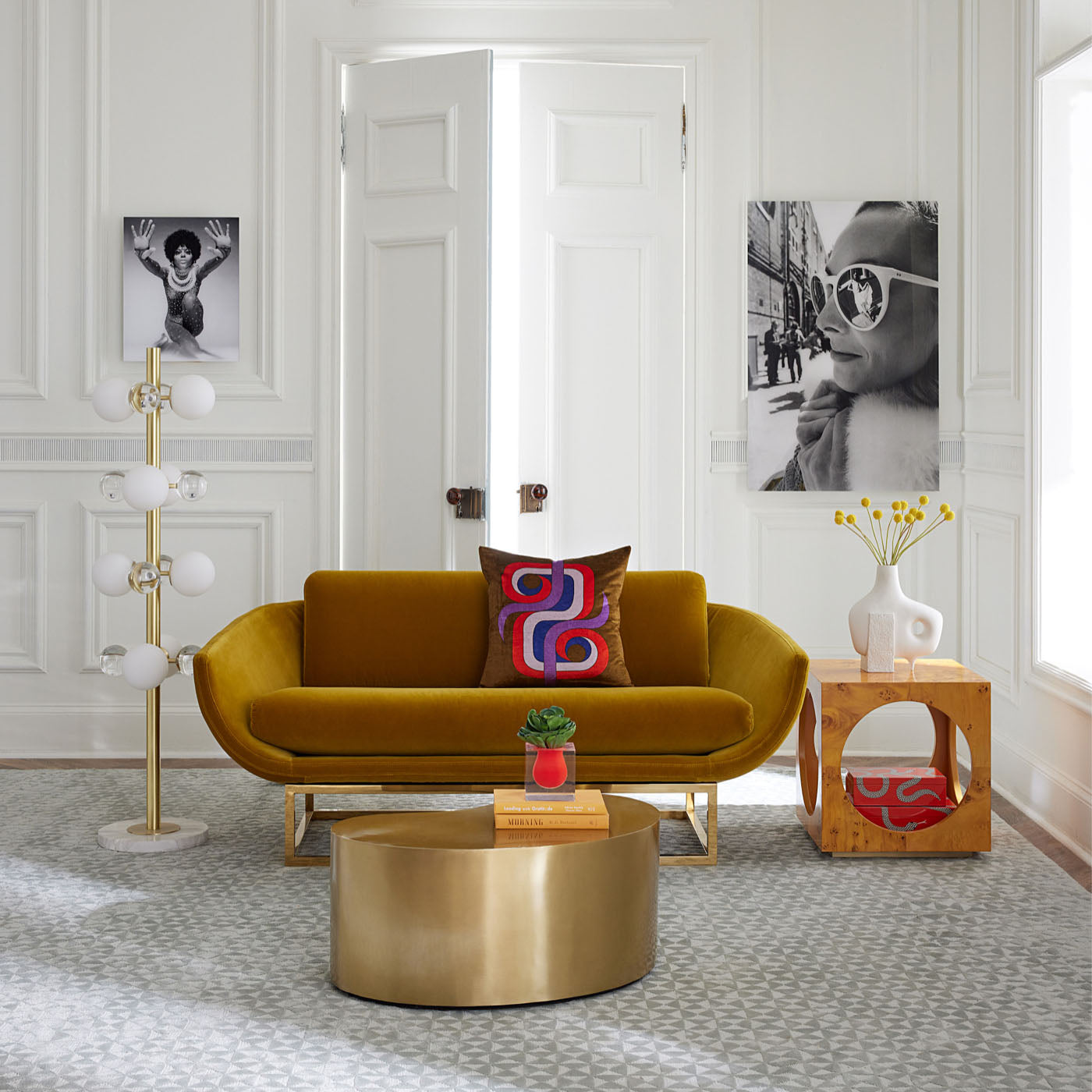 Premium Brass Kidney-Shaped Side Table Set - Elegant Home Decor for Living Room, Bedroom & Office