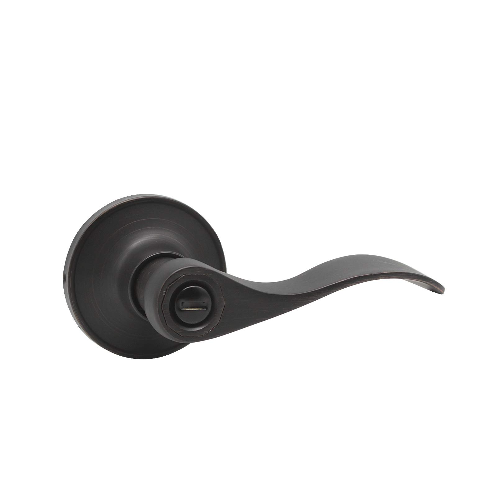 2 Pack Privacy Door Lever with Thumb Turn Lock - Keyless Oil Rubbed Bronze Wave Door Handle Set for Bedroom & Bathroom Doors (Reversible Right/Left Handed) - Perfect for Home Privacy & Interior Security