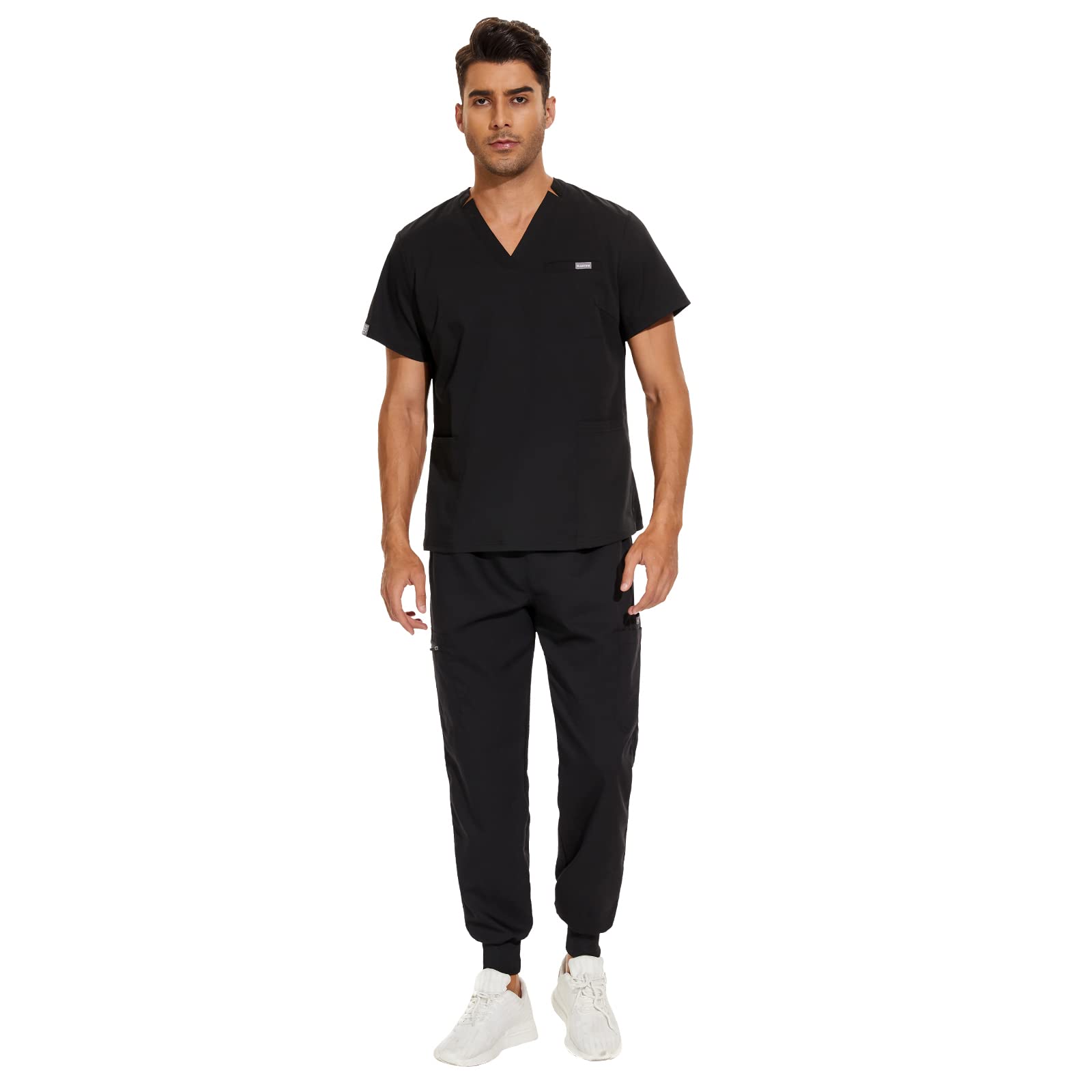 VIAOLI Men's Scrubs Set - V-Neck Scrub Top & Jogger Pants with 8 Pockets | Medical Uniform for Nurses, Doctors & Healthcare Professionals | Comfortable Workwear for Hospitals & Clinics