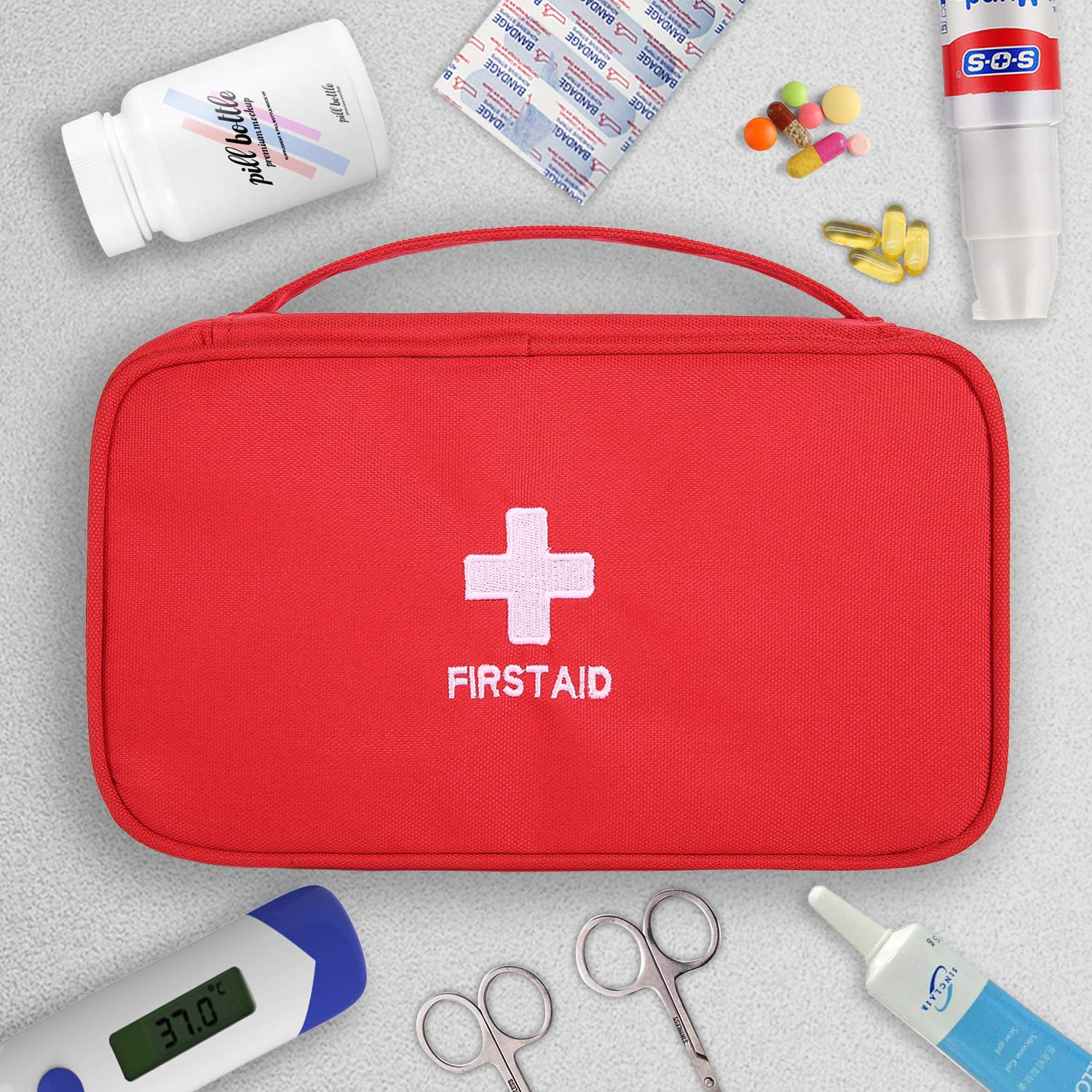 Empty First Aid Bags 5-Pack Red - Portable Travel Medical Pouch for Camping, Hiking, Vehicle & Motorcycle - Home Emergency Kit for First Aid Supplies Storage - Perfect for Outdoor Adventures & Family Safety