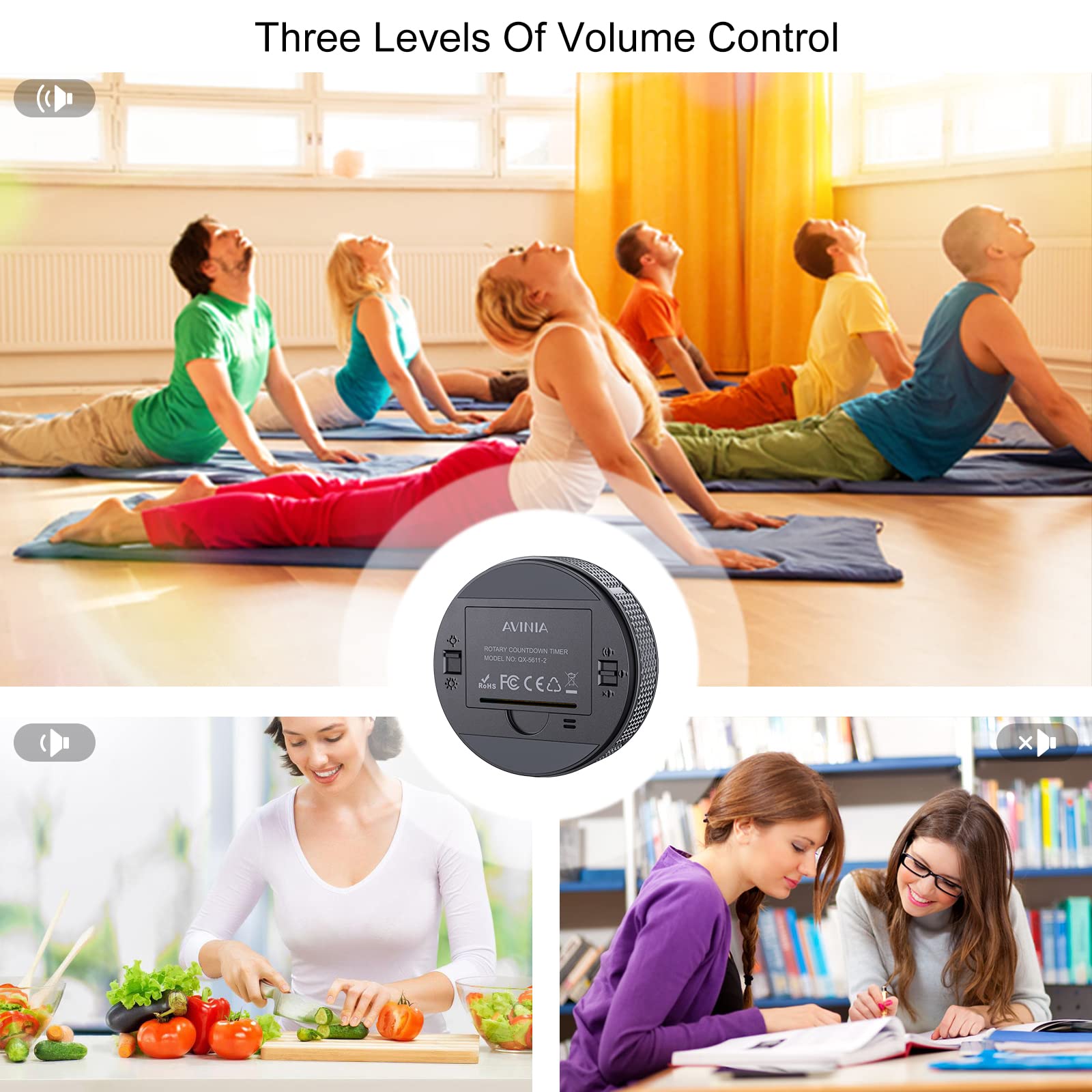 AVINIA Digital Kitchen Timer with Large LED Display - Magnetic Countdown/Countup Timer for Cooking, Baking, Fitness, Classroom & Study - Easy-to-Use Visual Timer for Kids, Seniors & Teachers (Silver) | Perfect for Meal Prep, Workout Timing & Learning Activities
