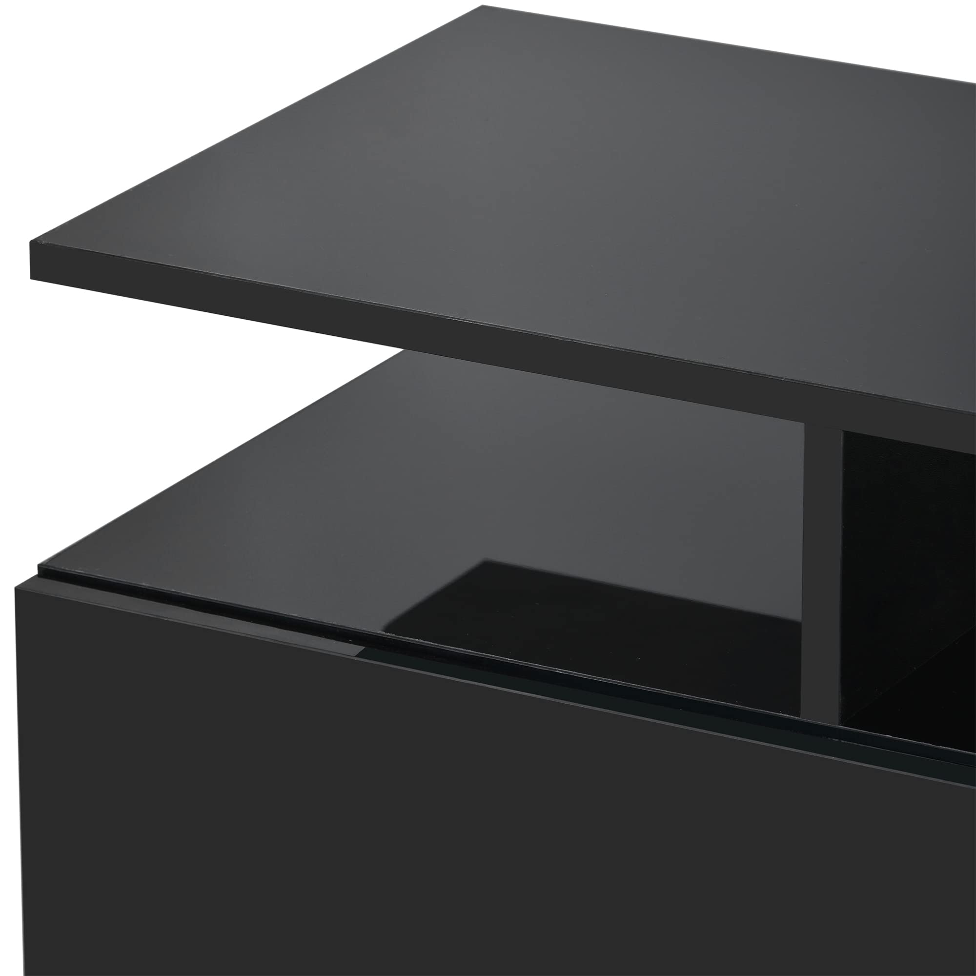 62.9 Inch Modern TV Stand with LED Lights for 65 Inch TVs - 3 Tier High Gloss Media Console with 2 Storage Cabinets & Tempered Glass Shelves - Entertainment Center for Living Room, Bedroom & Home Theater (Black)