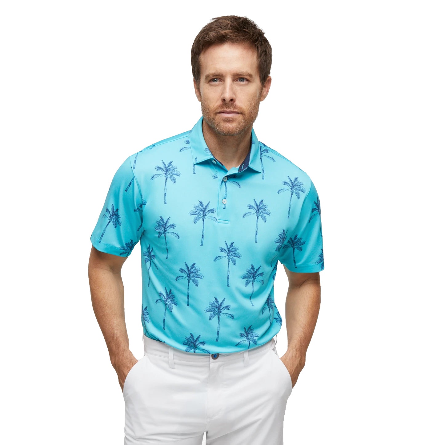 Devereux Men's Big Palm Golf Polo Shirt - Breathable Performance Polo for Golf & Casual Wear - Comfortable & Stylish for On-Course & Everyday Use