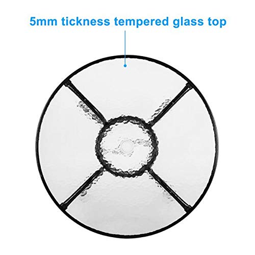 Round Tempered Glass Outdoor Dining Table - Weatherproof Garden Patio Table for Backyard, Deck, and Poolside Dining