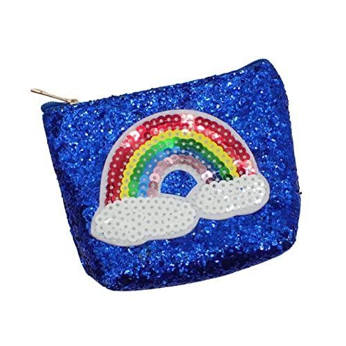 Blue Glitter Rainbow Motif With Zip