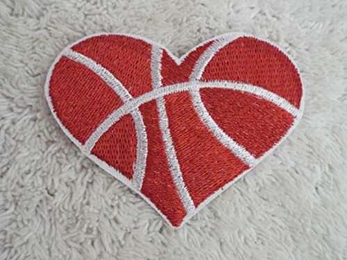 Heart Embroidered Iron-on Basketball Patch - DIY Customization for Jerseys, Bags & Hats - Perfect for Sports Fans & Team Spirit