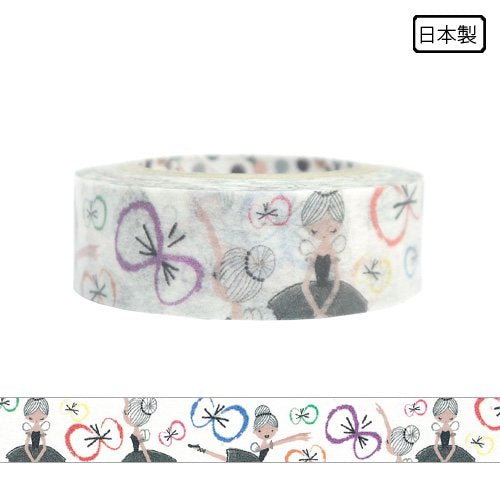 Ballerina Butterfly Washi Tape by Shinzi Katoh - Decorative Japanese Paper Tape for Scrapbooking, Journaling, Gift Wrapping & DIY Crafts
