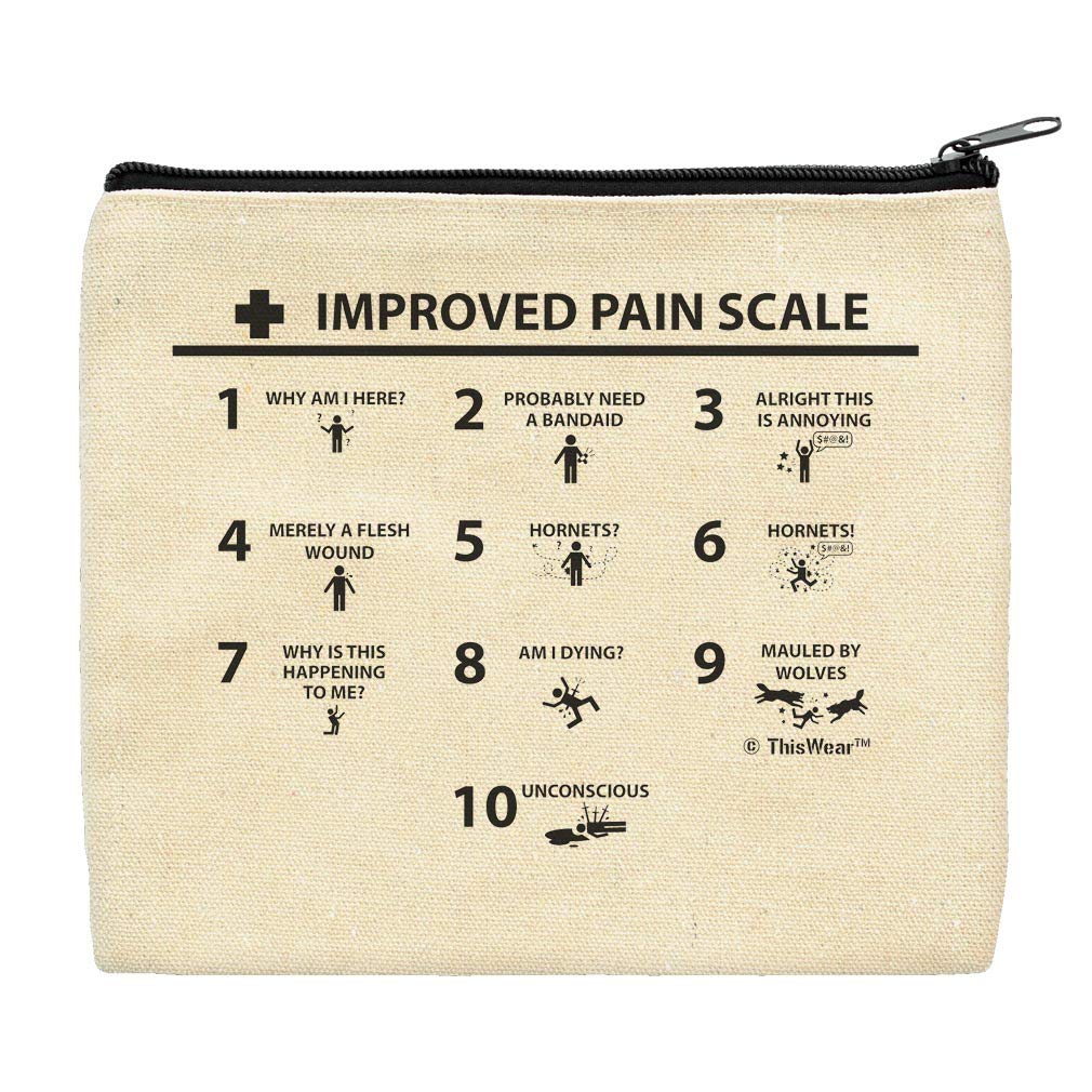 Funny Nurse Bags with Pain Scale - 2-Pack Doctor & Nurse Appreciation Gifts for LPN RN - Perfect Makeup Bags for Medical Professionals, Students & Healthcare Workers - Great for Work, School or Travel