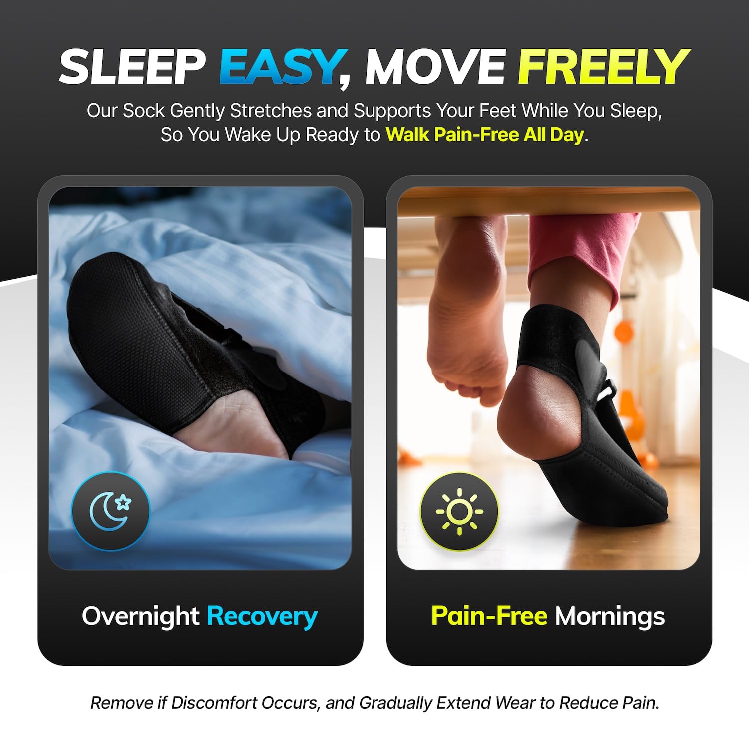 BraceAbility Plantar Fasciitis Night Splint Sock - Soft Support Brace for Sleeping, Achilles Tendonitis & Heel Pain Relief - Adjustable Foot Drop Splint for Men & Women (X-Small) - Ideal for Nighttime Foot Support & Pain Management