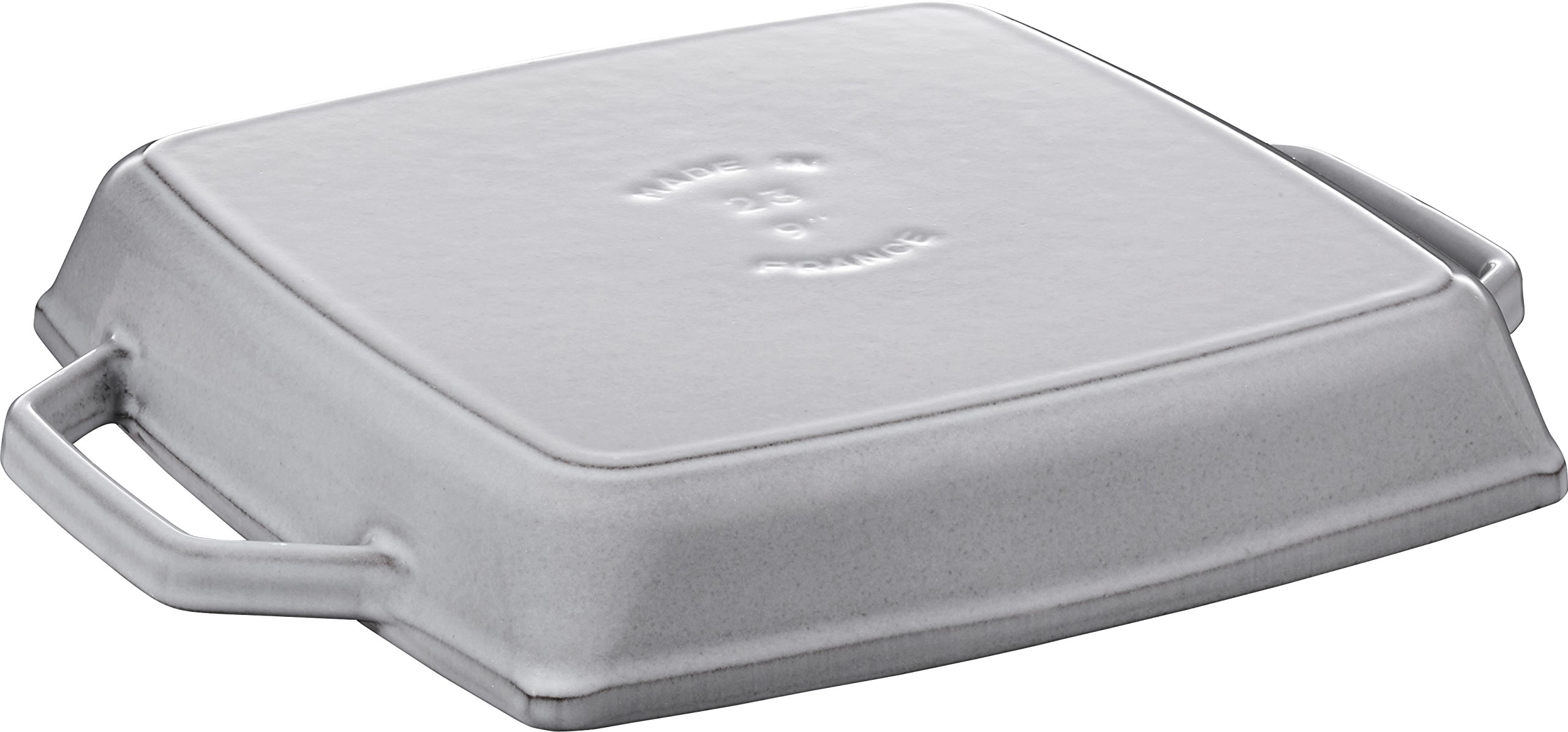 Staub 40511-729 Pure Cast Iron Grill & Frying Pan - 9.1 Inch Square Enameled Griddle with Dual Handles, Gray - Induction Compatible for Perfect Grilling, Searing & Stovetop Cooking - Ideal for Steaks, Burgers, Pancakes & More